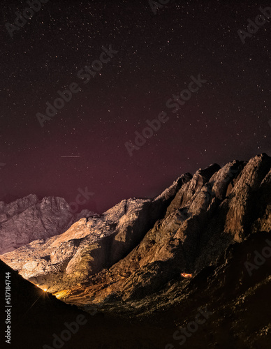 Night view for the mountains and the stars at Sant Catherine, Egypt