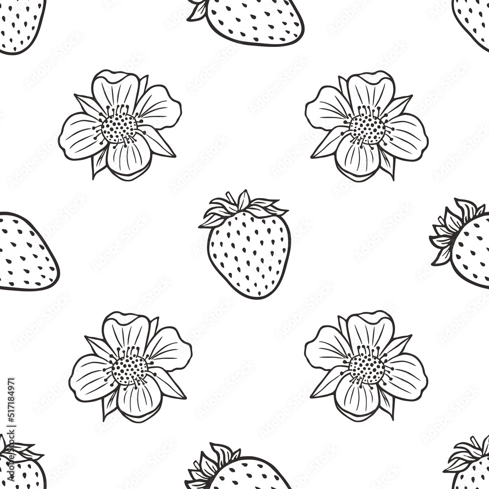 vector graphic seamless pattern with strawberry plant 1 vector graphic seamless pattern with strawberry plant 1