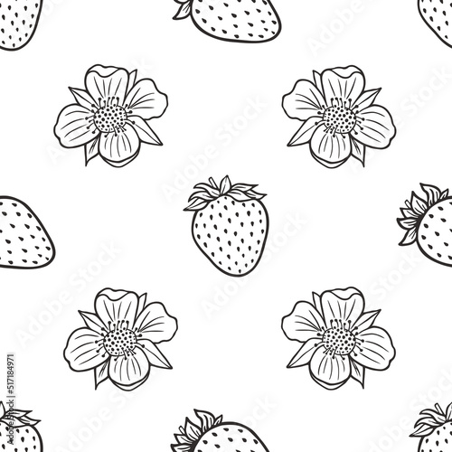 vector graphic seamless pattern with strawberry plant 1