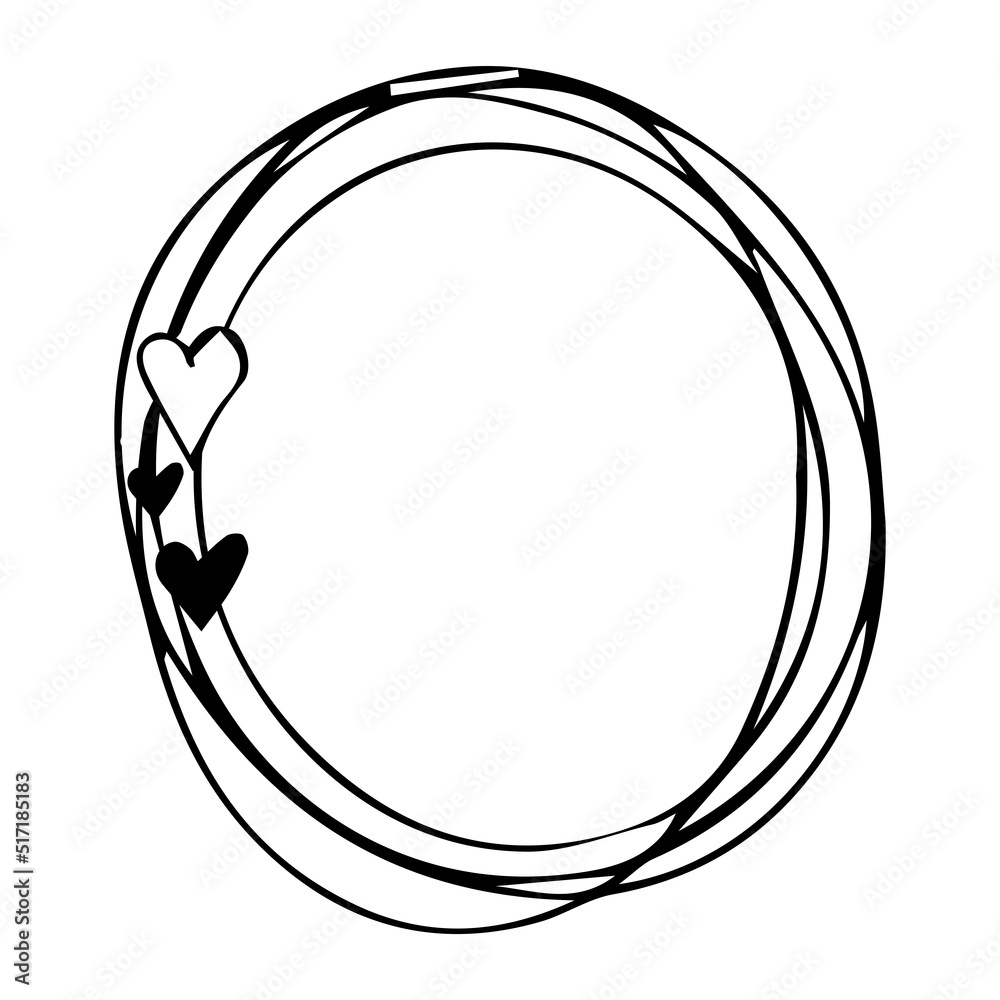 Elegant floral frame, border silhouette in hand drawn doodle style isolated on white background. Wreath decoration, delicate clip art Elegant floral frame, border silhouette in hand drawn doodle style isolated on white background. Wreath decoration, delicate clip art