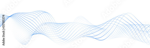 Wave of flowing particles on a white background. Abstract backdrop with dynamic elements of waves and dots. 3d