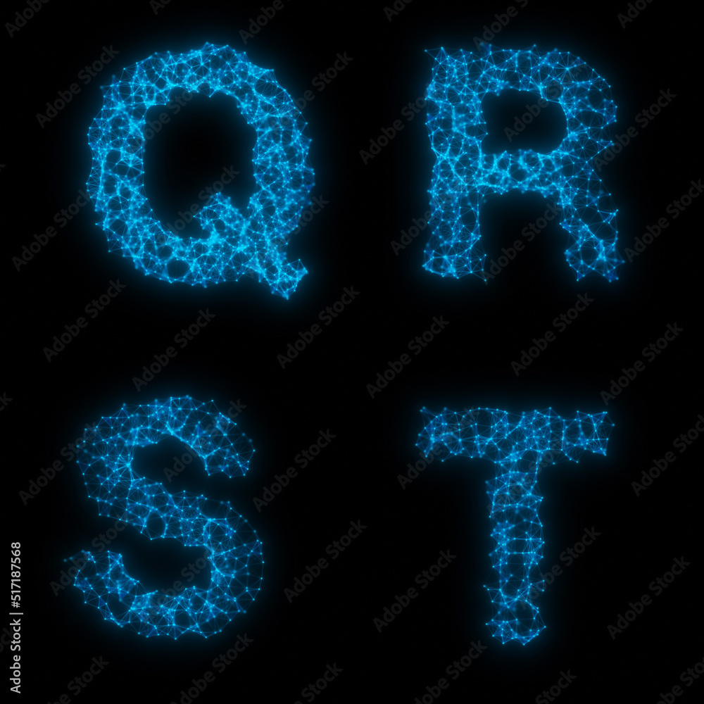 Set of Plexus Style Letters on Black Background Set of Plexus Style Letters on Black Background
