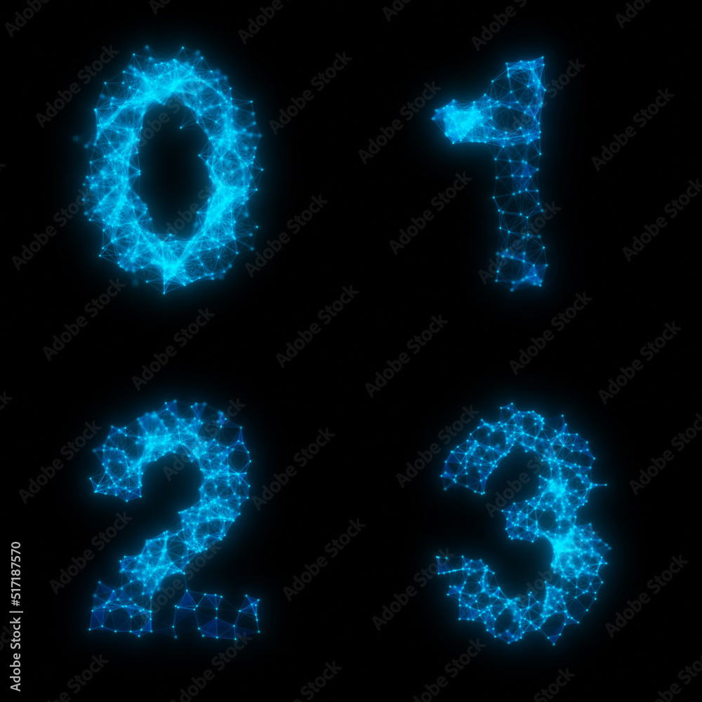 Set of Plexus Style Numbers on Black Background Set of Plexus Style Numbers on Black Background