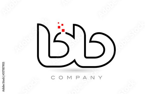 BB connected alphabet letter logo icon combination design with dots and red color. Creative template for company and business