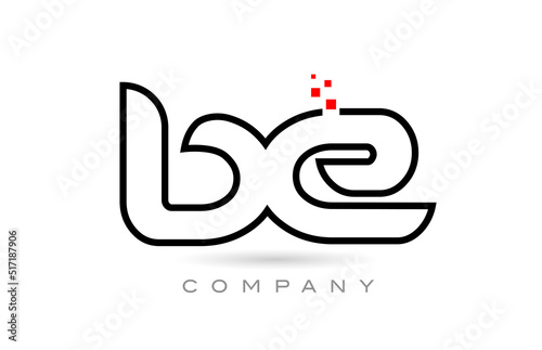 BE connected alphabet letter logo icon combination design with dots and red color. Creative template for company and business