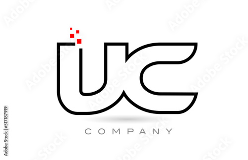 VC connected alphabet letter logo icon combination design with dots and red color. Creative template for company and business
