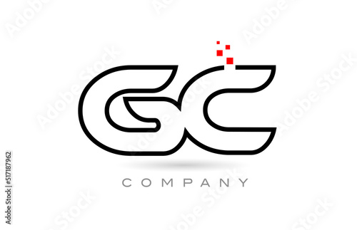 GC connected alphabet letter logo icon combination design with dots and red color. Creative template for company and business