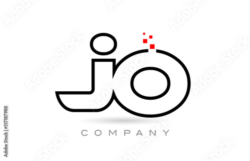 JO connected alphabet letter logo icon combination design with dots and red color. Creative template for company and business