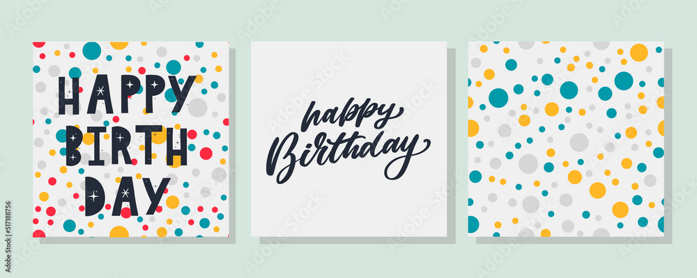 Obraz premium Happy Birthday lettering text banner, black color. Vector illustration.