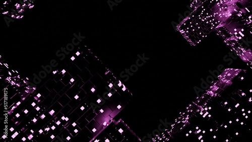 Abstract technology background concept. Sci-fi Digital Recording with radiating light. block chain, server, rectangle, high speed internet. cyber animation or technology background.
