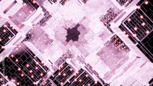 Abstract technology background concept. Sci-fi Digital Recording with radiating light. block chain, server, rectangle, high speed internet. cyber animation or technology background.