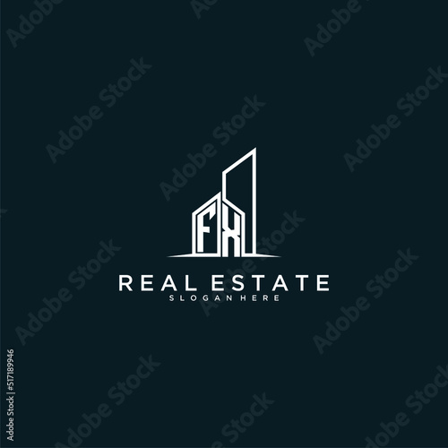 Canvastavla FX initial monogram logo real estate with building style design vector