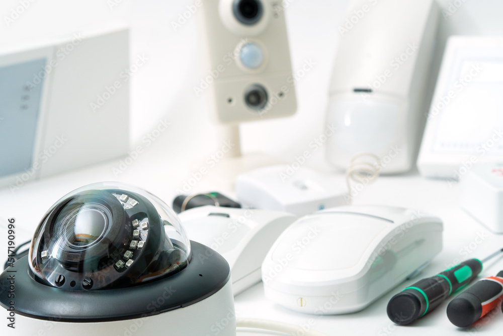 alarm system home. home security equipment. close-up alarm system home. home security equipment. close-up