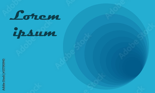 Abstract blue landing page with circles. Artistic poster with a dark hole at the bottom.