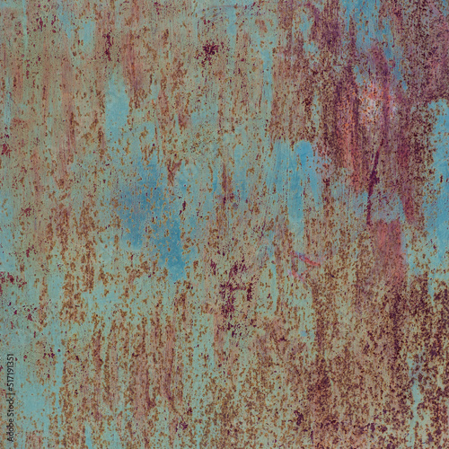 Rusted metal background old dirty rusty Brown Scratch and rust Aged Painted in blue, Erosion texture corten