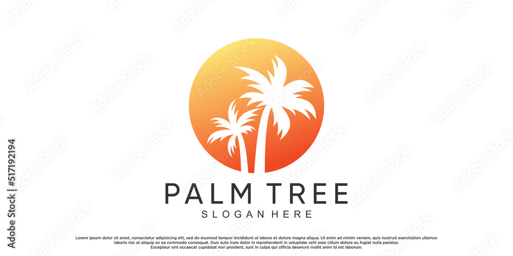 Palm tree logo design template with creative concept Premium Vector Palm tree logo design template with creative concept Premium Vector