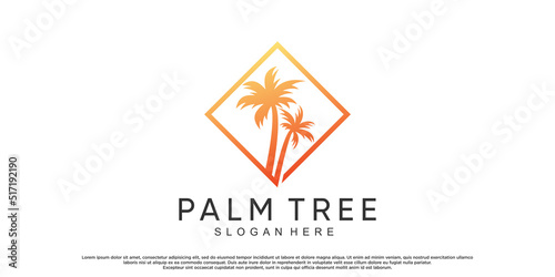 Palm tree logo design template with creative concept Premium Vector
