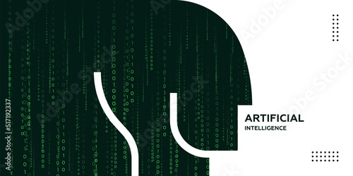 Artificial intelligence. Conceptual illustration on the theme of digital technologies, the image of the human head. Vector graphics