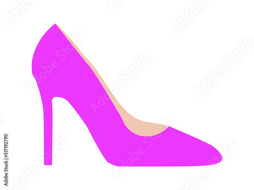  Pink high heel shoe isolated on white background vector illustration. Womens pink high heel shoes. Sale banner template. Female sexy shoes, patent leather shoes.