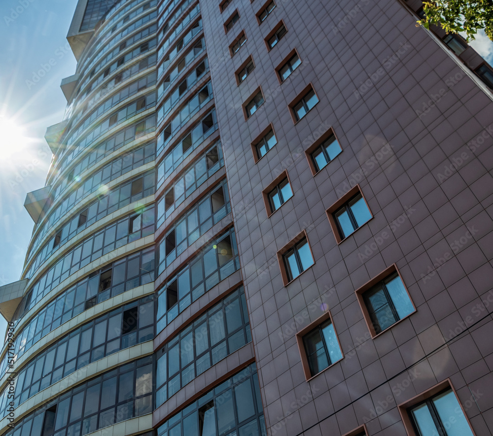 View from the bottom of a high-rise building.