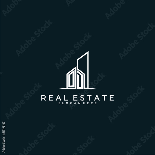 OD initial monogram logo real estate with building style design vector