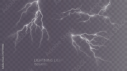 Fotografie, Obraz Light white isolated vector lightning png