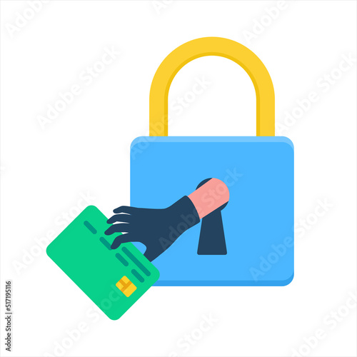 Security bank account hacker thief hand scams steals money from credit card