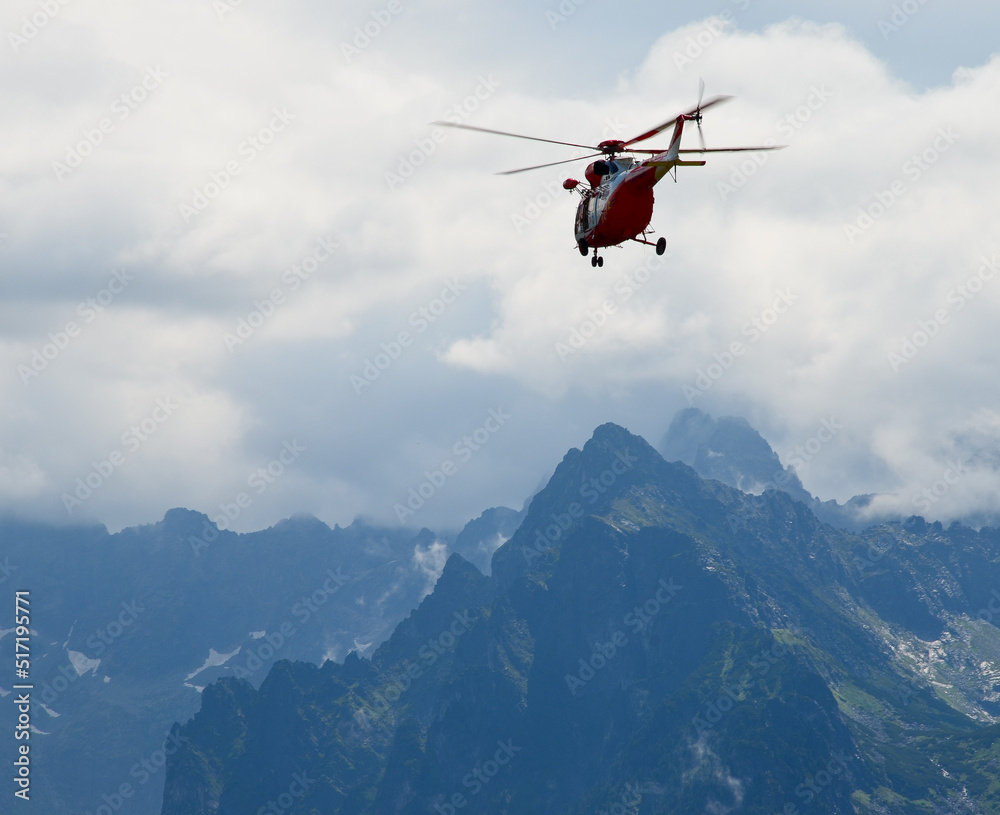 helicopter topr over the Tatra Mountains