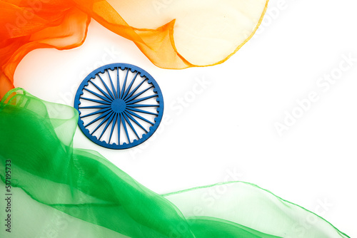 Fotografie, Obraz Indian Independence Day concept background with Ashoka wheel.
