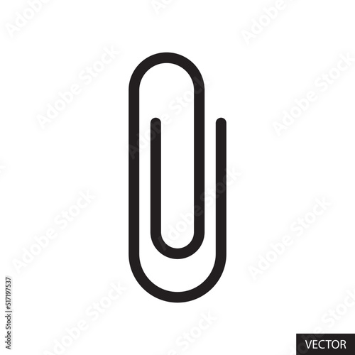 Paper clip or Add attachment vector icon in line style design for website design, app, UI, isolated on white background. Editable stroke. Vector illustration.