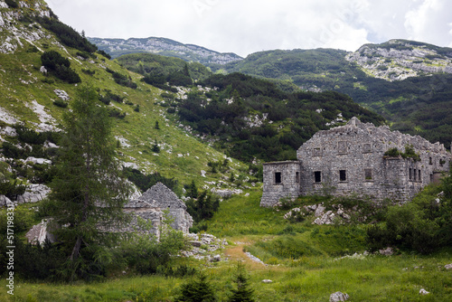 Wallpaper Mural World War One Barracks and Fortress Ruins in Mali Lepoc near Lake Krn in Triglav National Park, Slovenia. Torontodigital.ca