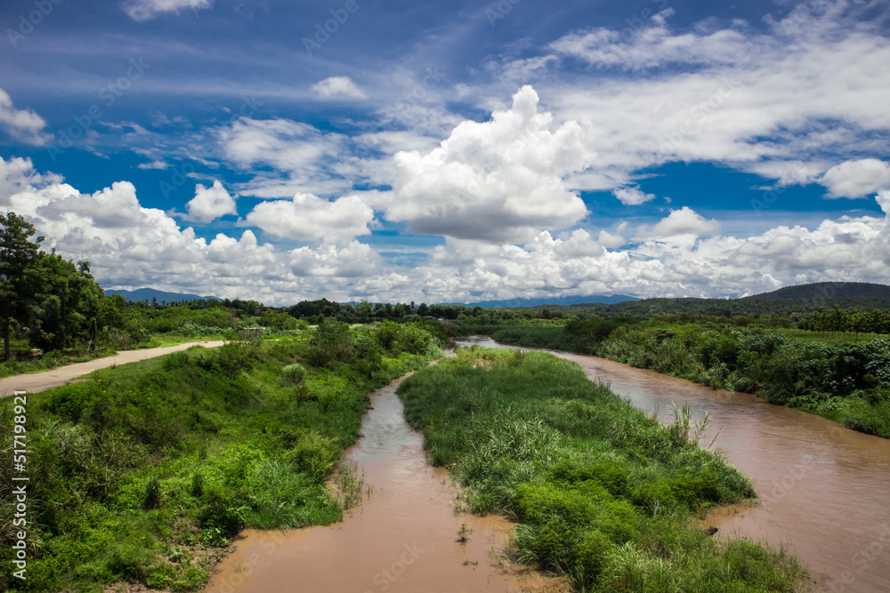 Fototapeta premium landscape with river and clouds