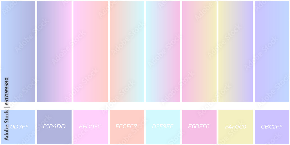 Stylish pastel gradient set color pick Pastel pallete set 