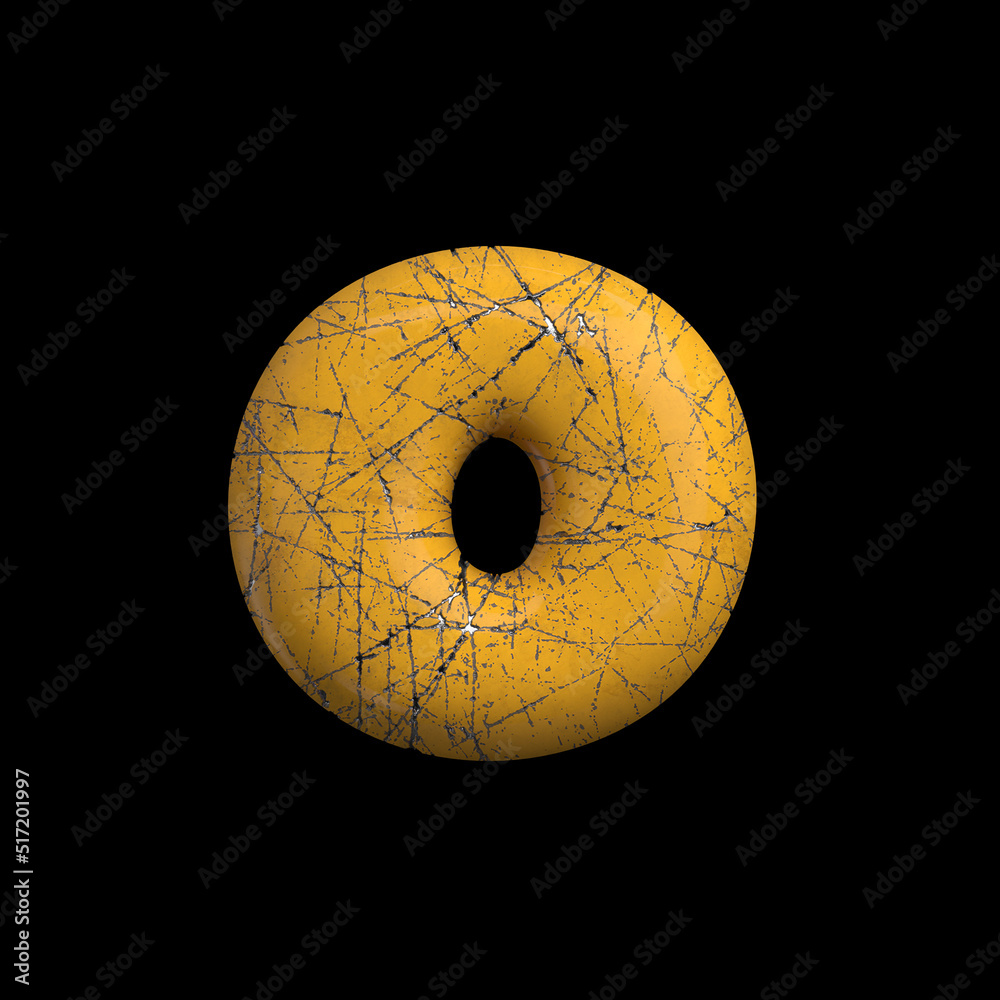 Scratched metal letter O - Small 3d damaged yellow font - Suitable for Industry, Sci-fi or Mechanics related subjects Scratched metal letter O - Small 3d damaged yellow font - Suitable for Industry, Sci-fi or Mechanics related subjects