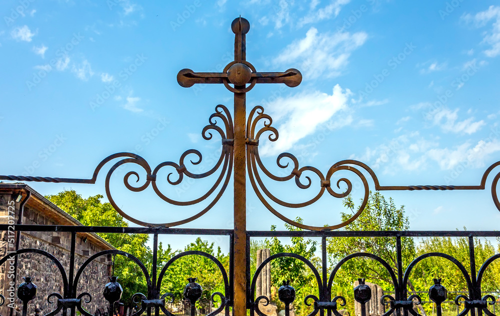 Metal fence of the ancient Armenian Apostolic Church,Armenia.