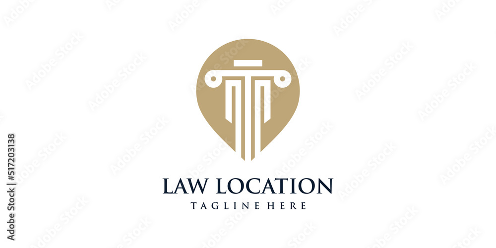 Law logo design concept vector with pin location style, lawyer, law firm, justice Law logo design concept vector with pin location style, lawyer, law firm, justice