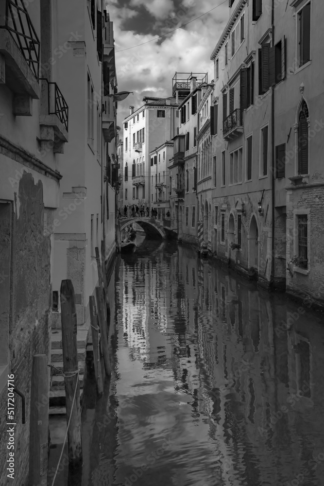 Canal reflections in black and white