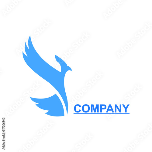 Sample logo template for a company in form of a blue bird on white background