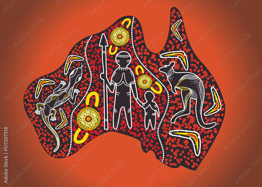 Map of Australia decorated with aboriginal art - Vector illustration ...