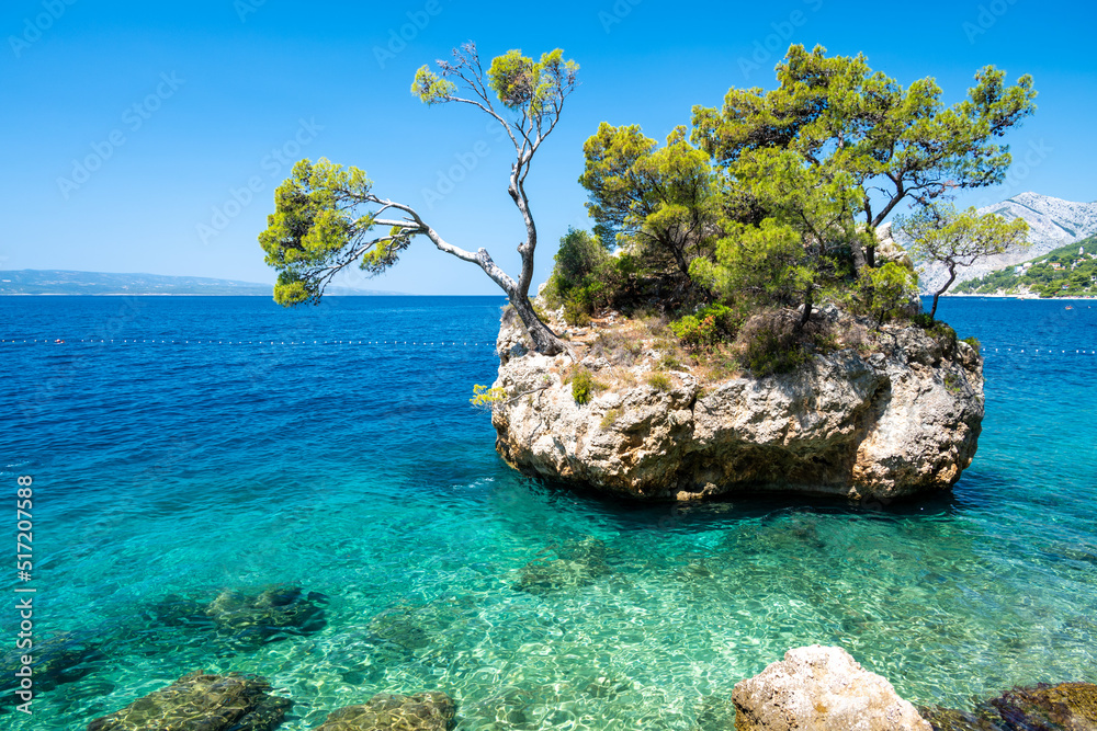 amazing azure Adriatic sea in Brela on Makarska riviera in Dalmatia, Croatia