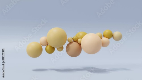 Video 3d render of abstract background made by many spheres that make different patterns.