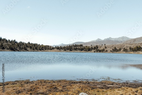 Panorama of Venezuelan Andes photographed from the lakeside in Mucubaji Lagoon photo