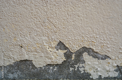 Old wall with cement surface crack. Wall color paint surface  crack. Old cement wall abstract background.