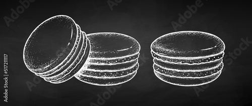 Vector chalk sketch illustrations of Macarons