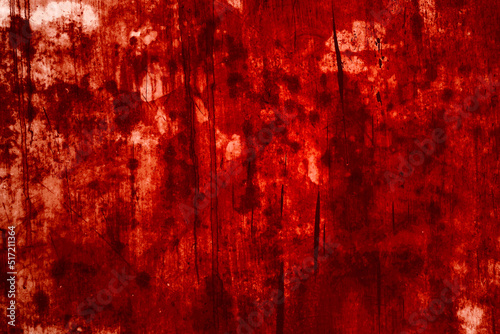 Red background, Scary bloody wall. white wall with blood splatter for halloween background. © Ronny sefria