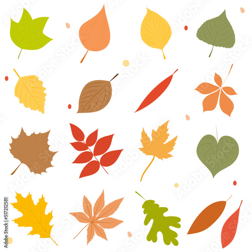 autumn leaves collection silhouette set isolated, vector