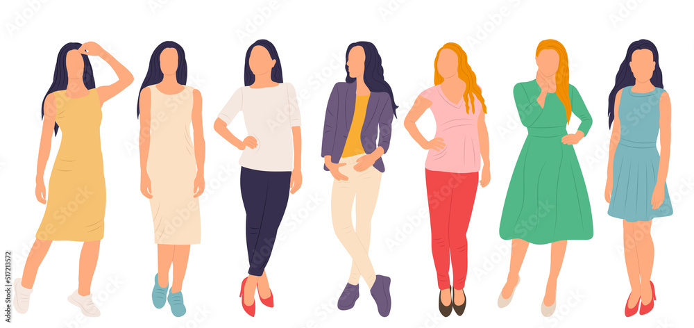 Fototapeta premium women in flat style, isolated, vector