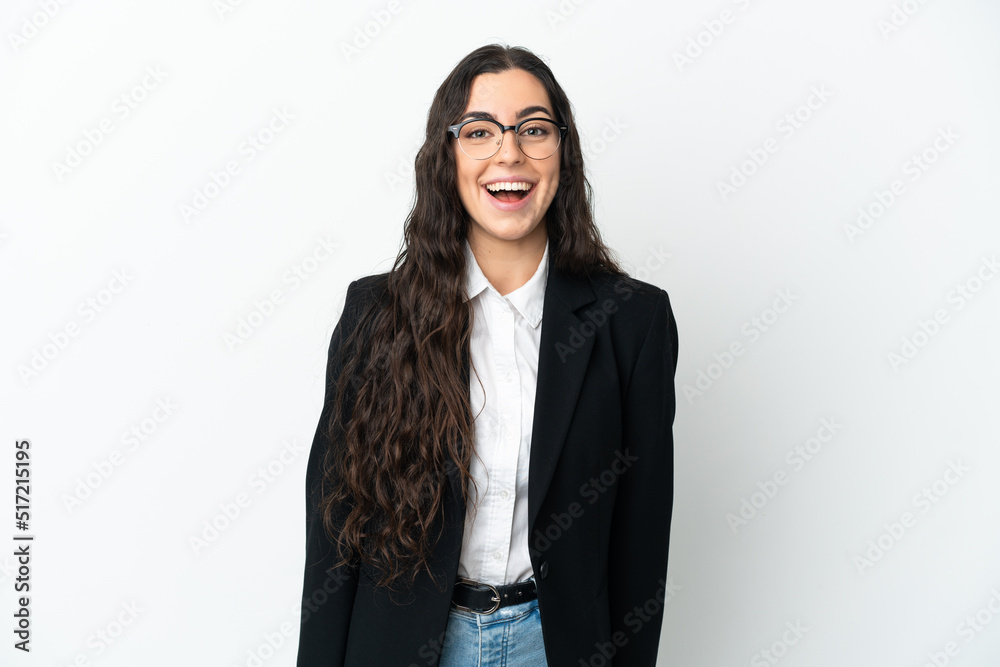 Young business woman isolated on white background with surprise facial expression Young business woman isolated on white background with surprise facial expression