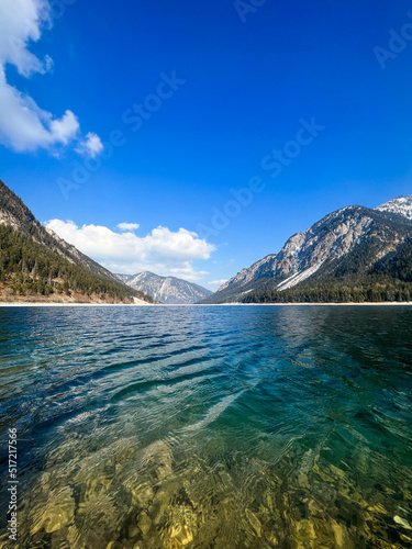 View from Plansee in the Austria Alps in a sunny spring day