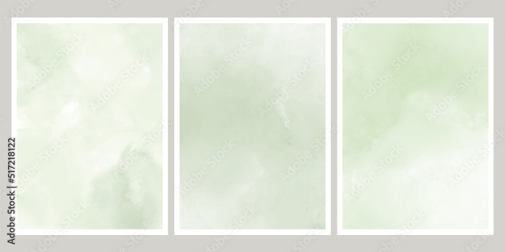 Set of light green vector watercolor backgrounds. Eps 10.
